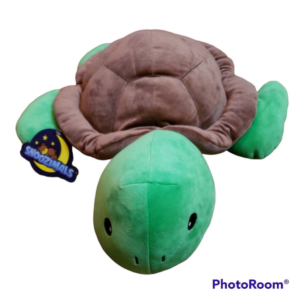 SNOOZIMALS TURTLE 20" Pillow Plush Green Brown Go! Games Squishy Stuffed Animal♡